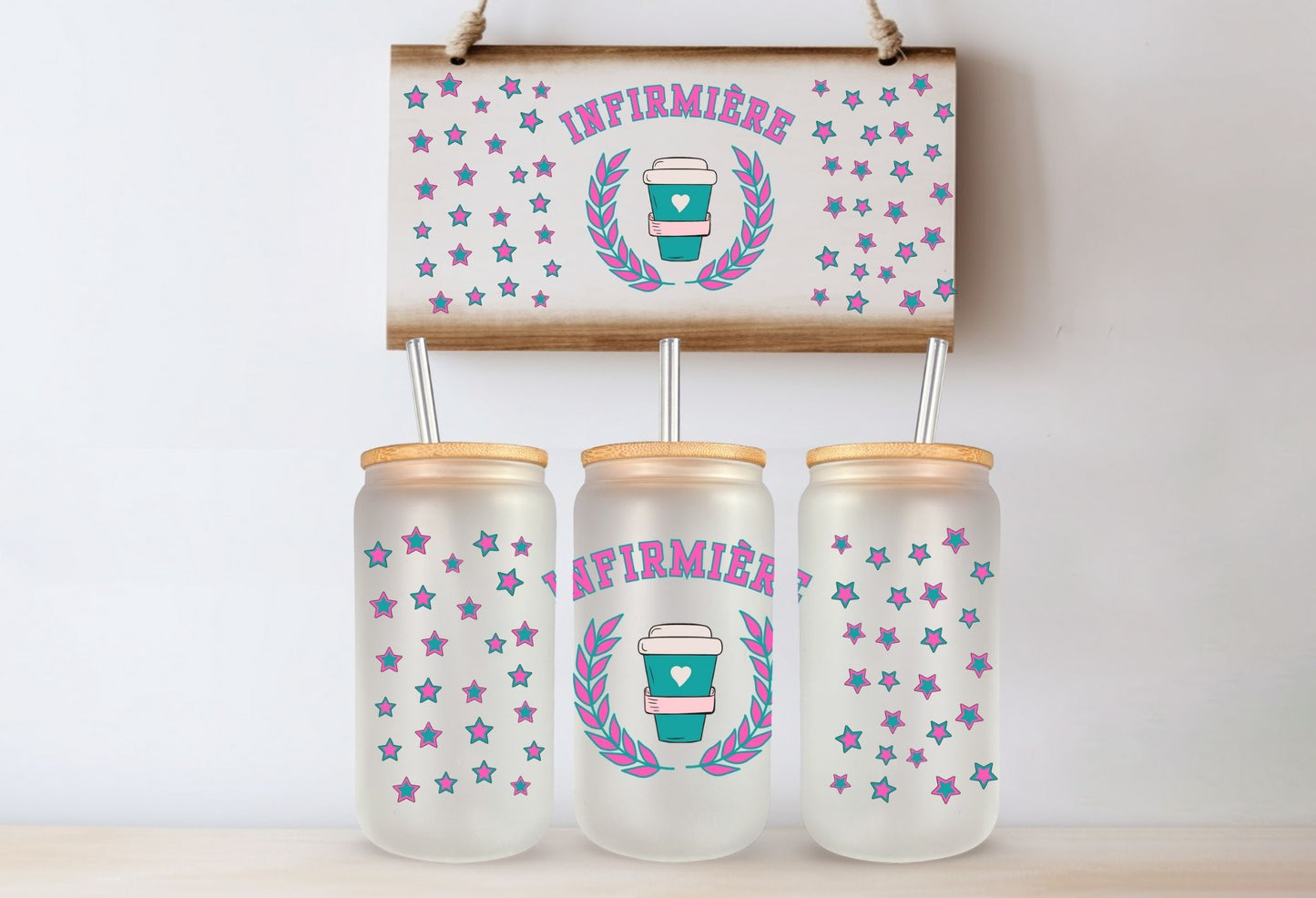 Tasse en vitre 16 oz givré / 16 oz frosted cup - INFIRMIÈRE