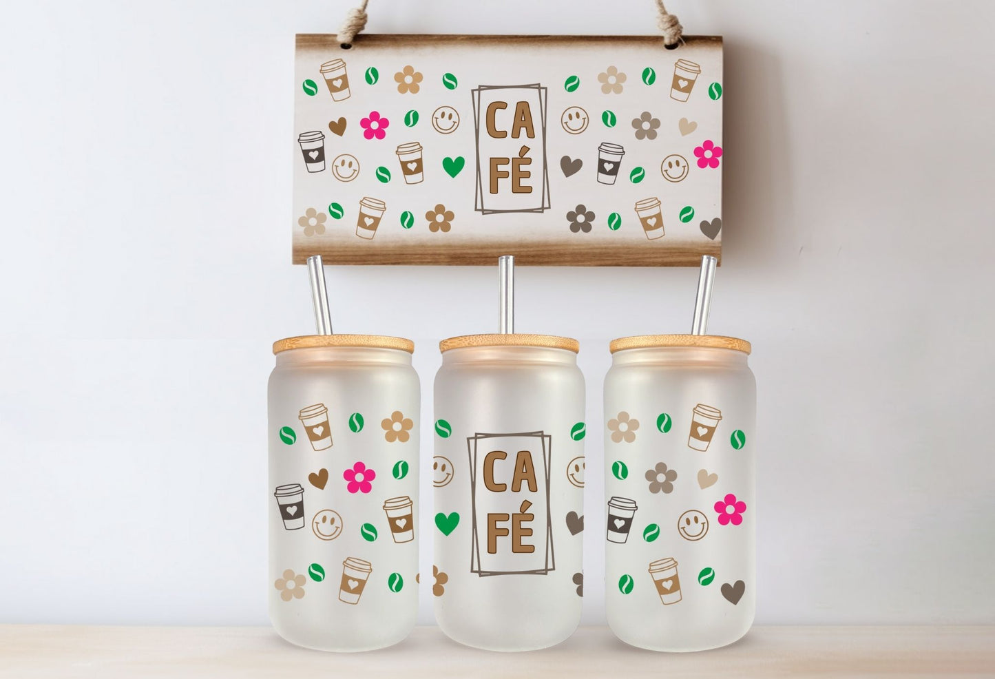 Tasse en vitre 16 oz givré / 16 oz frosted cup - CAFÉ