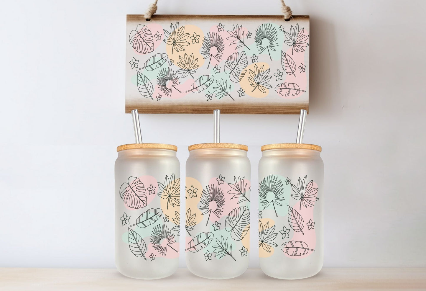 Tasse en vitre 16 oz givré / 16 oz frosted cup - FLEURS