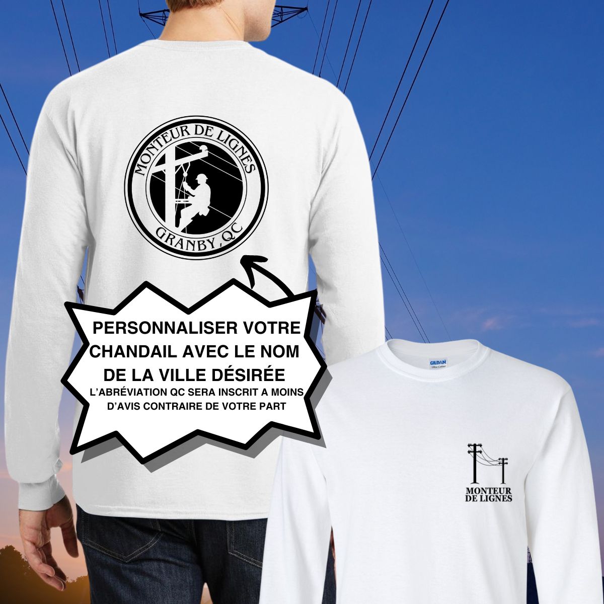 T-SHIRT MANCHES LONGUES MONTEUR ** PERSONNALISÉ**
