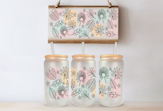 Tasse en vitre 16 oz givré / 16 oz frosted cup - FLEURS