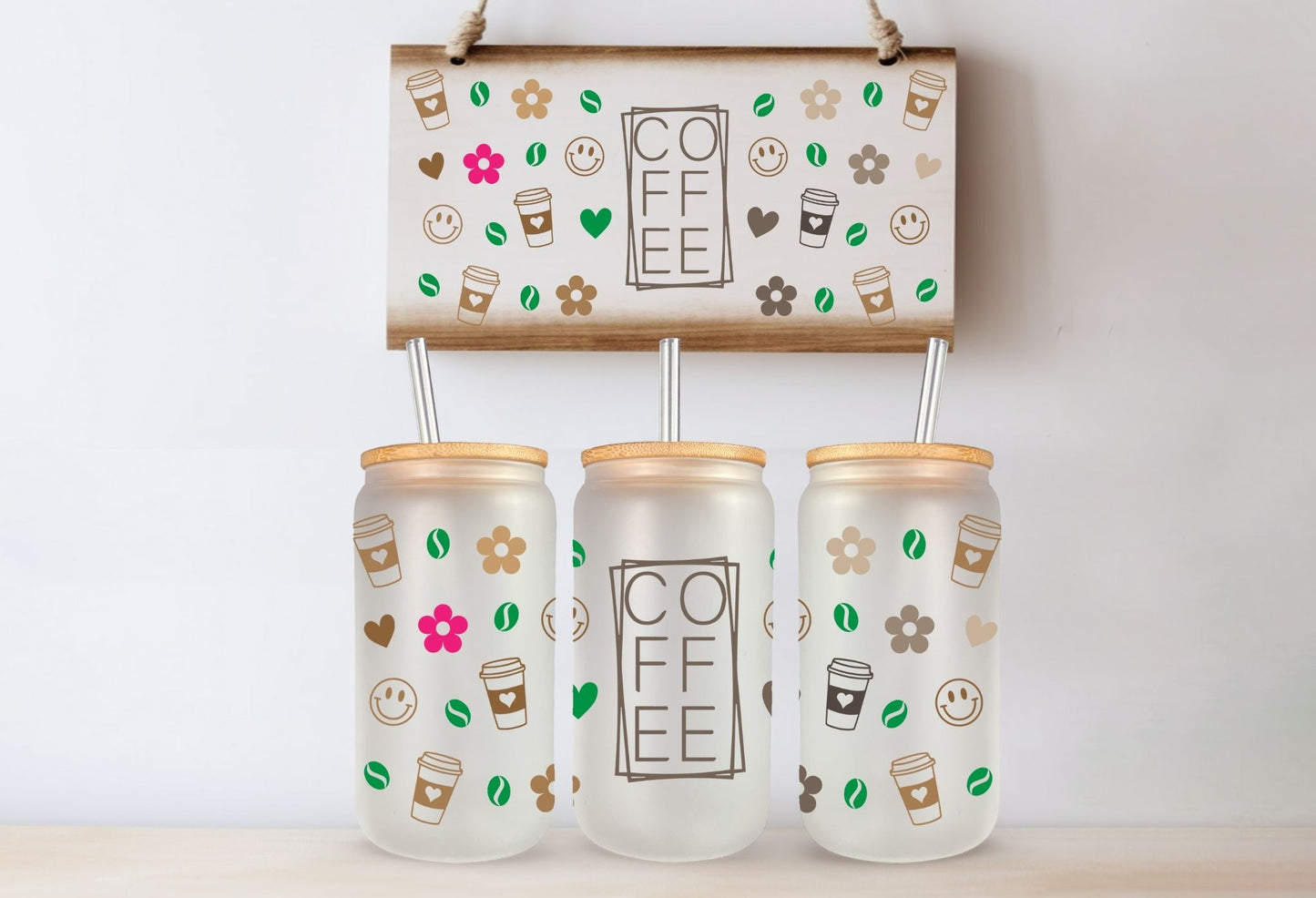 Tasse en vitre 16 oz givré / 16 oz frosted cup - COFFEE