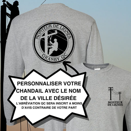 T-SHIRT MANCHES LONGUES MONTEUR  ** PERSONNALISÉ**