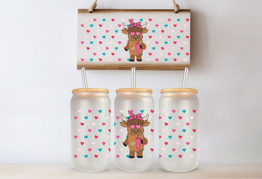 Tasse en vitre 16 oz givré / 16 oz frosted cup - LOVELY COW