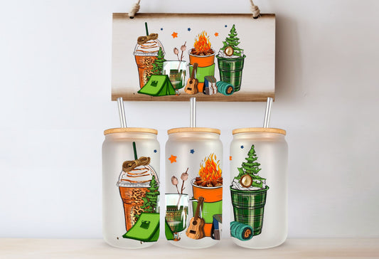 Tasse en vitre 16 oz givré / 16 oz frosted cup - CAMPING