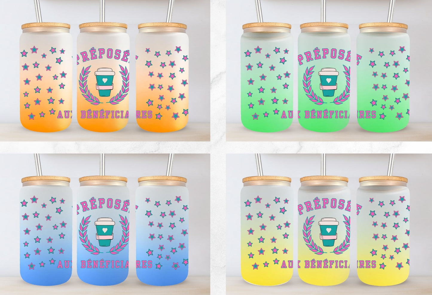 Tasse en vitre 16 oz givré / 16 oz frosted cup -PAB