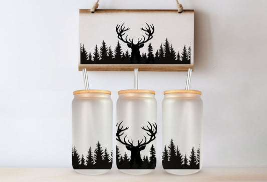 Tasse en vitre 16 oz givré / 16 oz frosted cup - CHEVREUIL