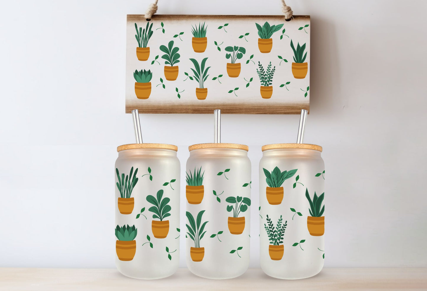 Tasse en vitre 16 oz givré / 16 oz frosted cup - PLANT LOVER