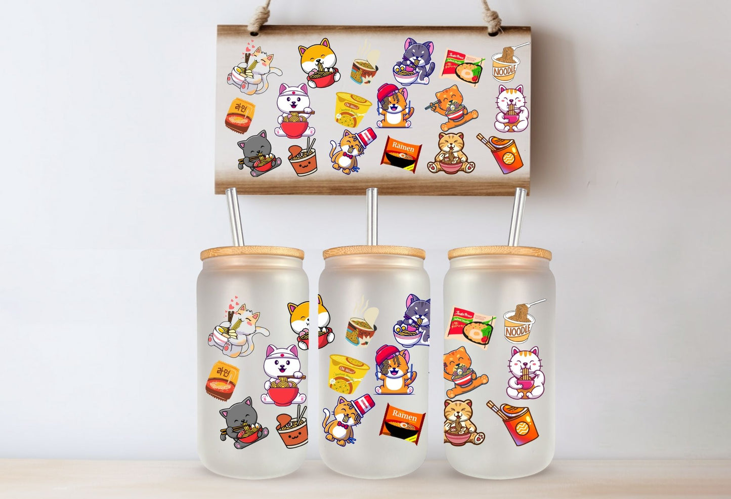Tasse en vitre 16 oz givré / 16 oz frosted cup - NOODLE