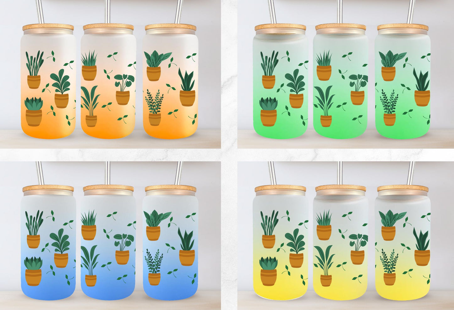 Tasse en vitre 16 oz givré / 16 oz frosted cup - PLANT LOVER